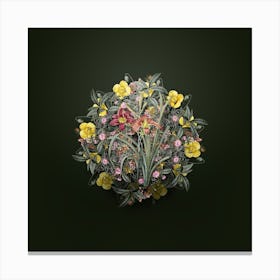 Vintage Orange Day Lily Flower Wreath on Olive Green n.0899 Canvas Print