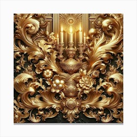 Gold Ornate Wall Art Canvas Print