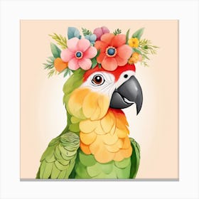 Floral Baby Parrot Nursery Illustration (36) Canvas Print