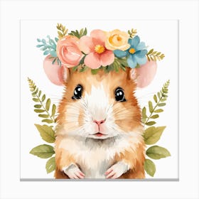 Floral Baby Hamster Nursery Illustration (36) Canvas Print