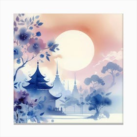 Watercolor Asian Landscape Canvas Print