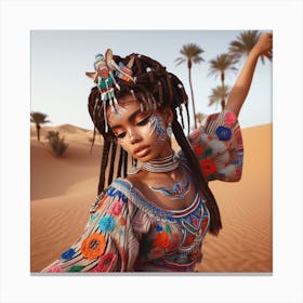 African Girl In The Desert Canvas Print