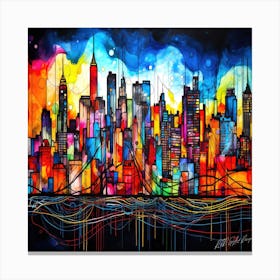 Cityscape At Night - Skyline Near Me Canvas Print
