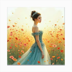 Elegant Empress In A Watercolor Vibrant Field 1 Canvas Print