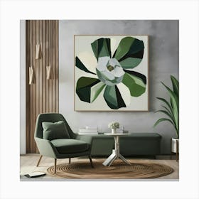 Green Flower 1 Canvas Print