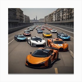 Supercars On The Road Canvas Print