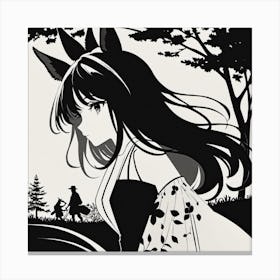 Anime Girl With Long Hair Canvas Print