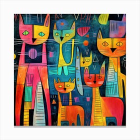 Cats In The Night 2 Canvas Print