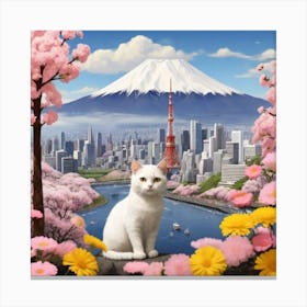 Cat In Bloom Canvas Print