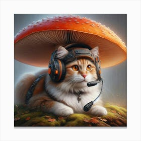 Cat With Headphones Canvas Print