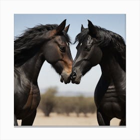 Two Horses Kissing Canvas Print