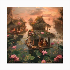 Living on a Giant Lotus Pond Canvas Print