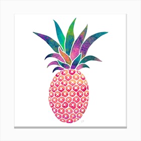 Pink Ananas Square Canvas Print