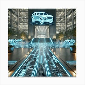 Illuminated Pathways Suv Factory Canvas Print