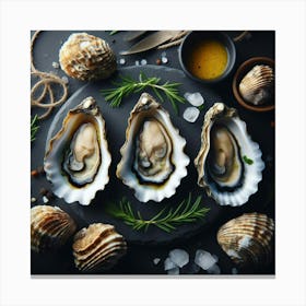Oysters On A Plate 1 Canvas Print