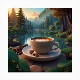 Coffee Cup In The Forest Canvas Print
