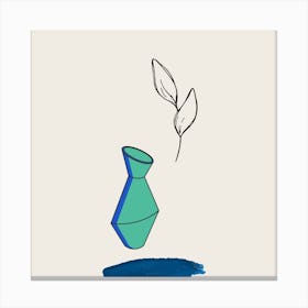 Vase And A Leaf Canvas Print