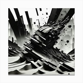 Decayed Construction Abstract Monochrome Art Canvas Print