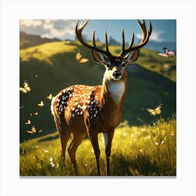 Deer In The Grass Canvas Print