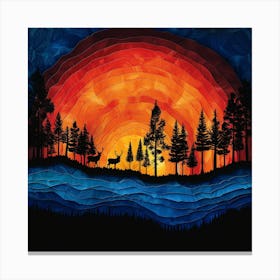 Sunset In The Woods Canvas Print