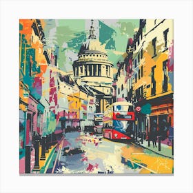 London Street Oil Painting Canvas Print