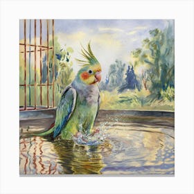 Parrot Bathing 3 Toile