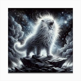 Wolf In The Night Sky Canvas Print