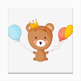 Teddy Bear With Balloons Canvas Print