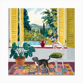 Dog By The Window Canvas Print