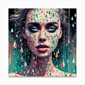 Girl With Abstract Drops On Her Beautiful Face Canvas Print