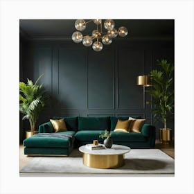 Emerald Green Velvet Sofa Canvas Print