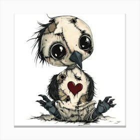 Patchwork Cartoon Baby Vulture Canvas Print