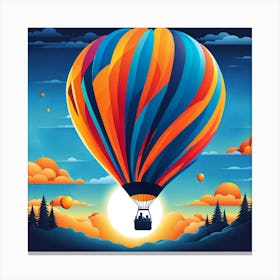 Hot Air Balloon, Adventure travel, hot air balloon, Balloon, Flying, Colorful, Beautiful, Adventure, Tranquility, vector art, digital art, Colorful hot air balloon in the sky,  Canvas Print