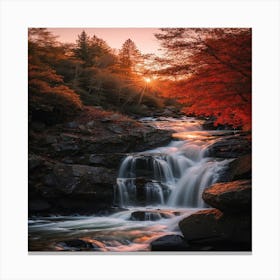 Sunset Over A Waterfall Canvas Print