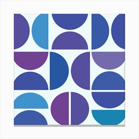 Mid Century Blue and Purple Geometric Half Circles Canvas Print