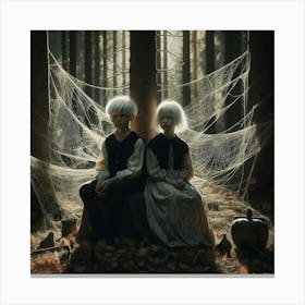 Spooky Couple In The Woods Canvas Print