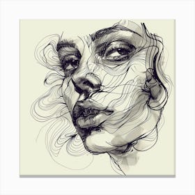 Womans Face Hand Drawn Sketch Illustra Canvas Print