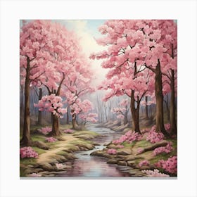 Cherry Blossoms In The Forest Art Print 3 Canvas Print