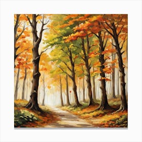 Forest In Autumn In Minimalist Style Square Composition 44 Canvas Print