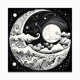 Moon And Waves 27 Canvas Print