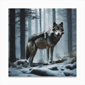 Wolf In The Forest 74 Canvas Print