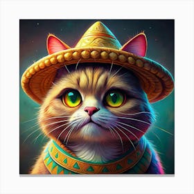 Cat Wearing A Sombrero 1 Canvas Print