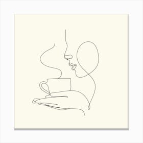 One Line Coffee Canvas Print