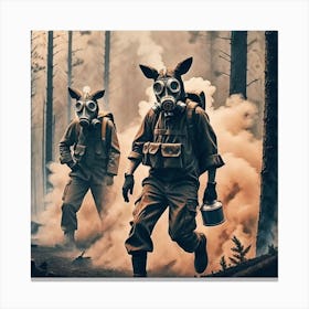 Two Soldiers In Gas Masks Canvas Print