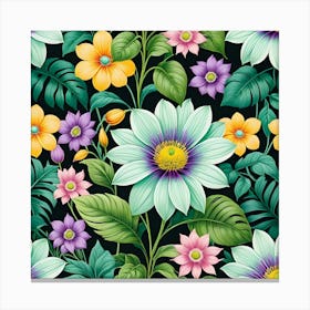 Seamless Floral Pattern 5 Canvas Print