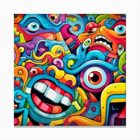 Colorful Monsters Illustration Canvas Print