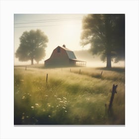 Barn In The Mist 2 Canvas Print