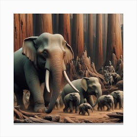 Elephants In The Forest Canvas Print