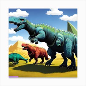 Dinosaurs In The Desert Canvas Print