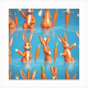 Rabbits In The Water 6 Canvas Print